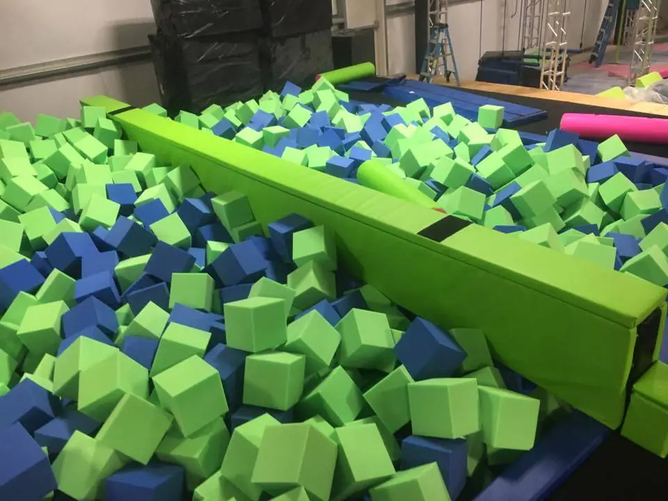 Foam pit jump area at UpSurge Trampoline Park.