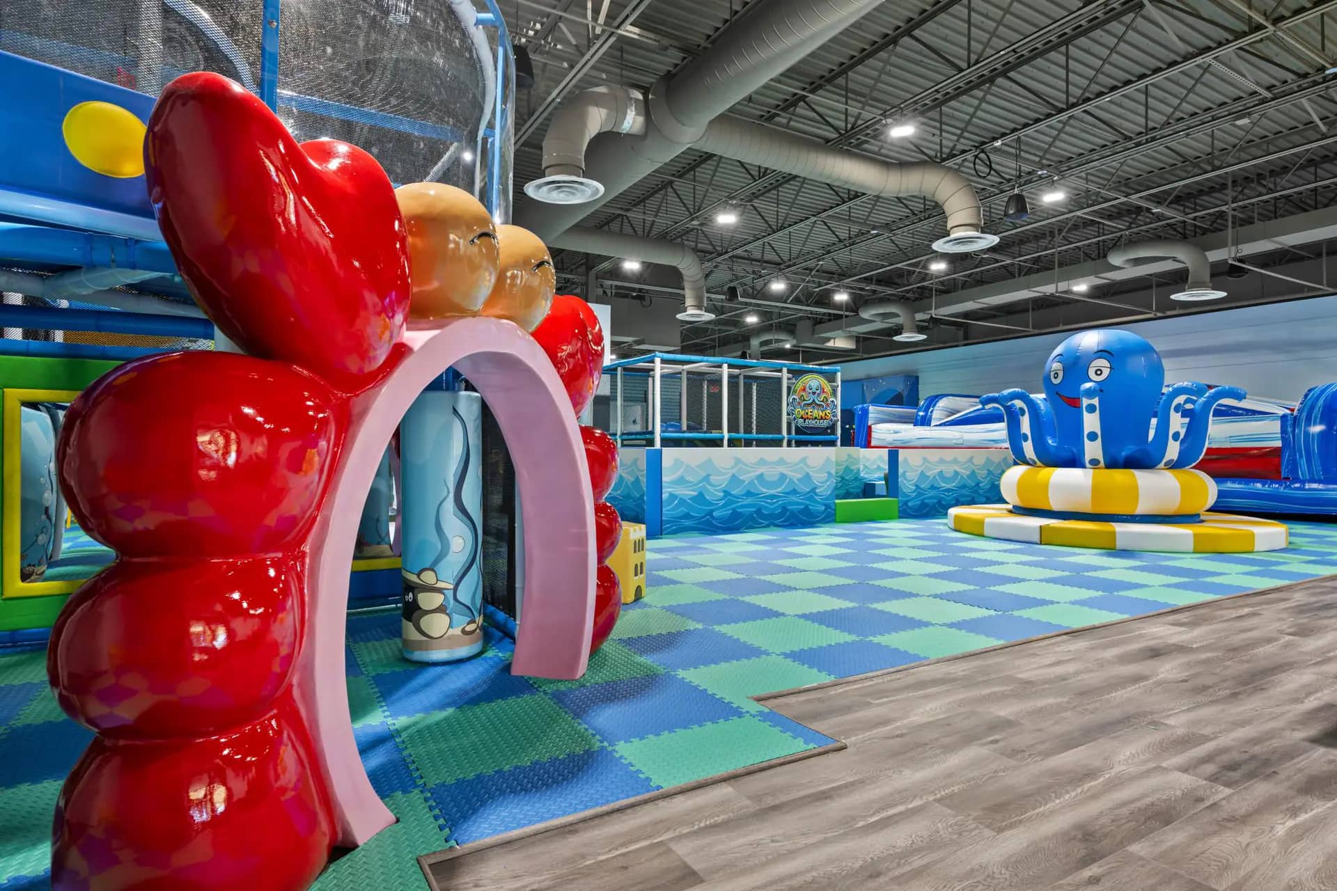 Additional indoor play seating and structure view at Ocean's Playhouse