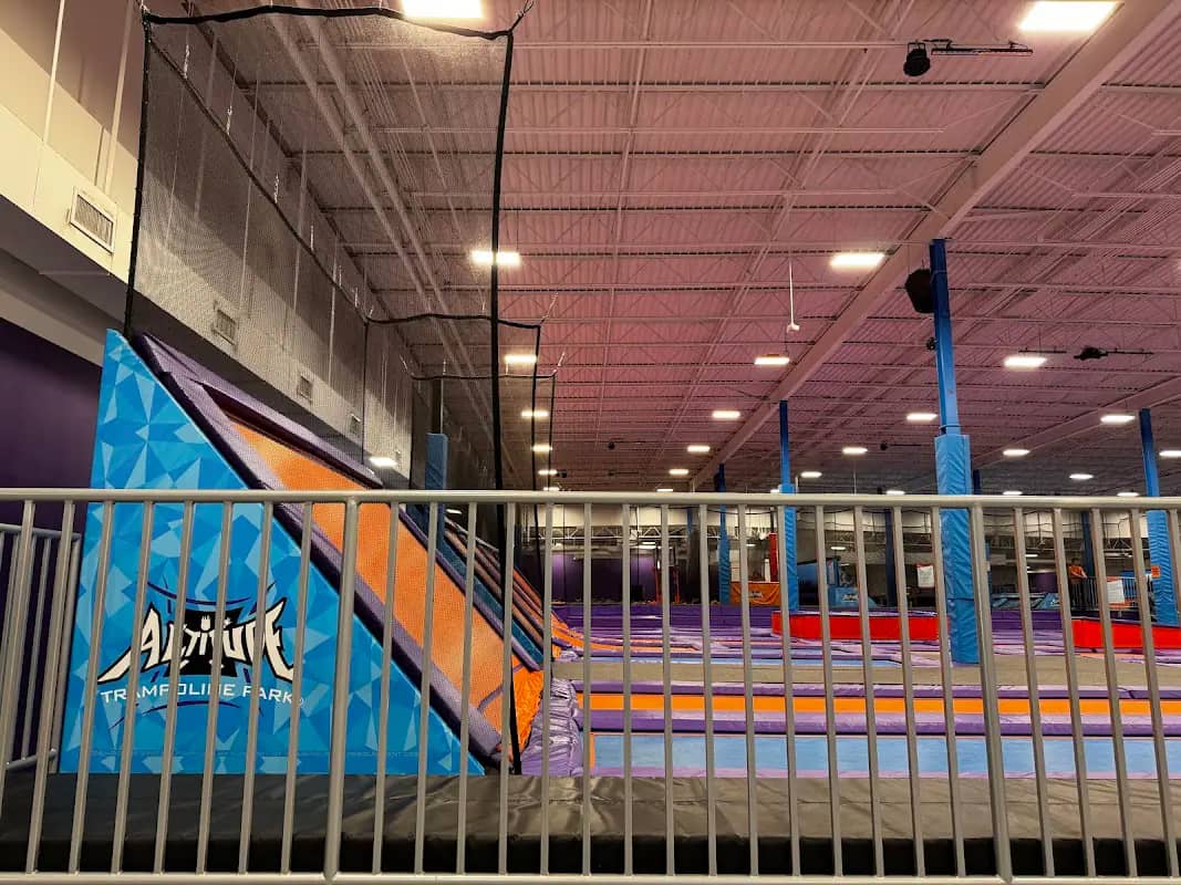 Slide and trampoline area inside Altitude Trampoline Park Pueblo