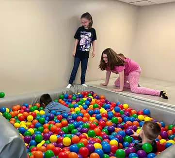 Ball pit and padded sensory play area at Sensational Fun in Orchard Park.