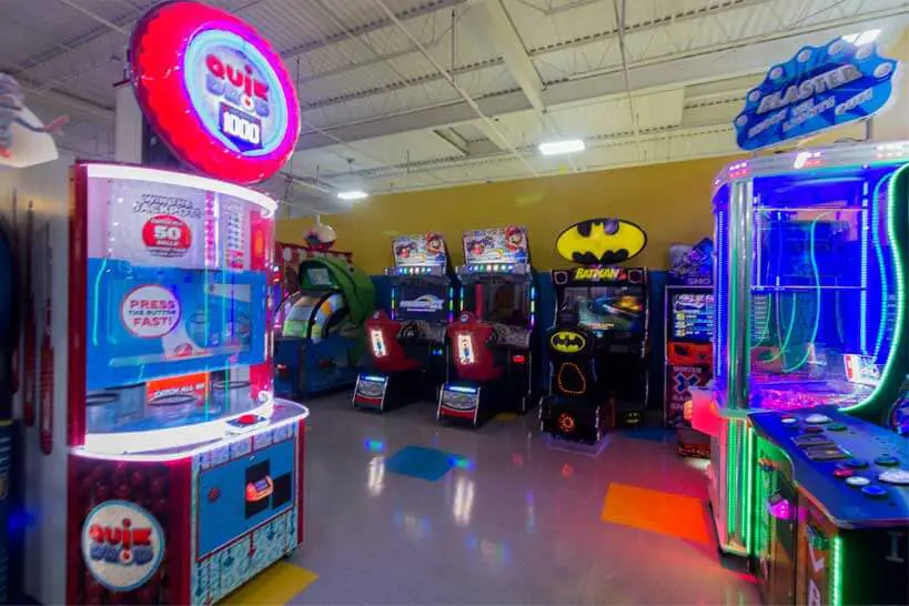 Children using one of the featured attraction areas at Funzilla.