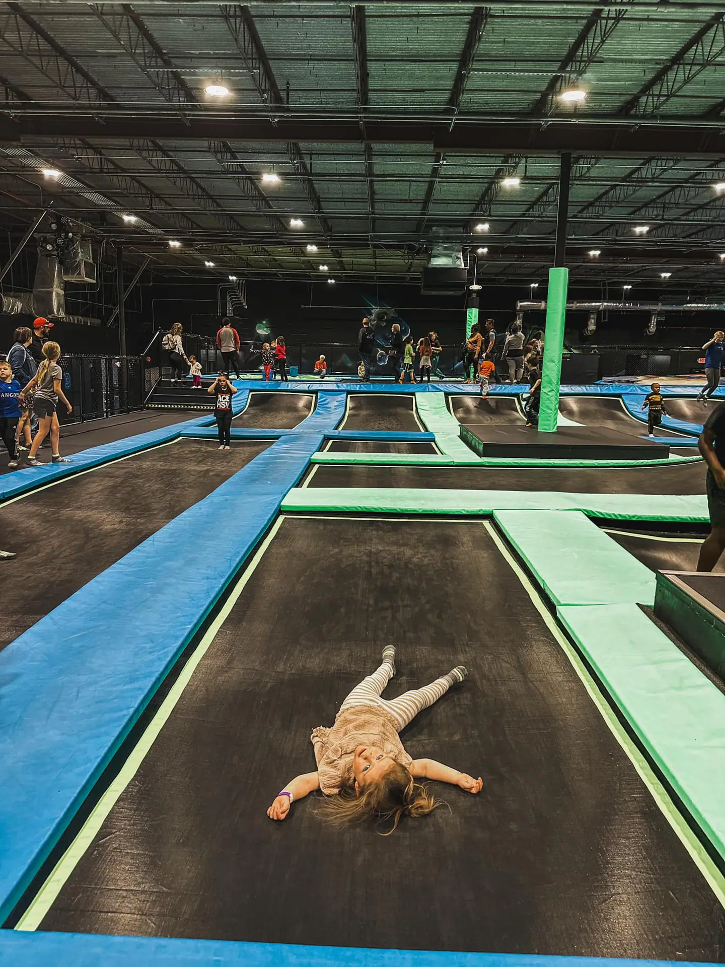 Indoor adventure and trampoline attractions at FLOW Huntsville.