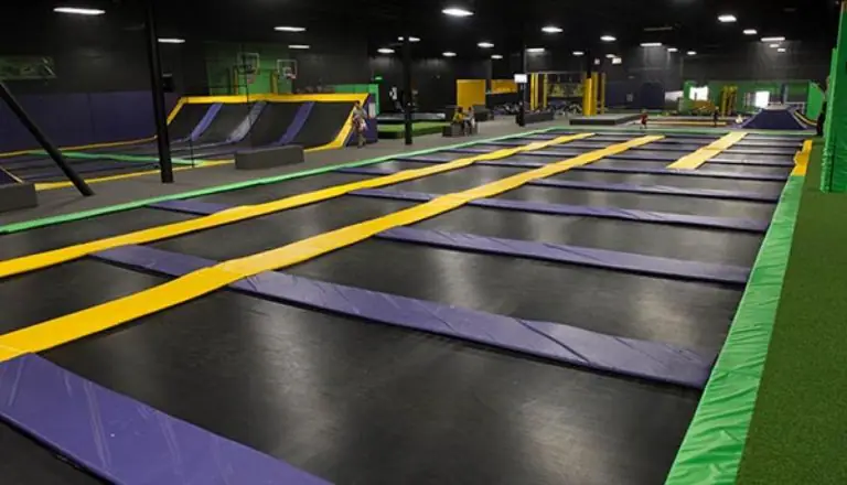 Wall-to-wall trampoline court at Get Air Billings.