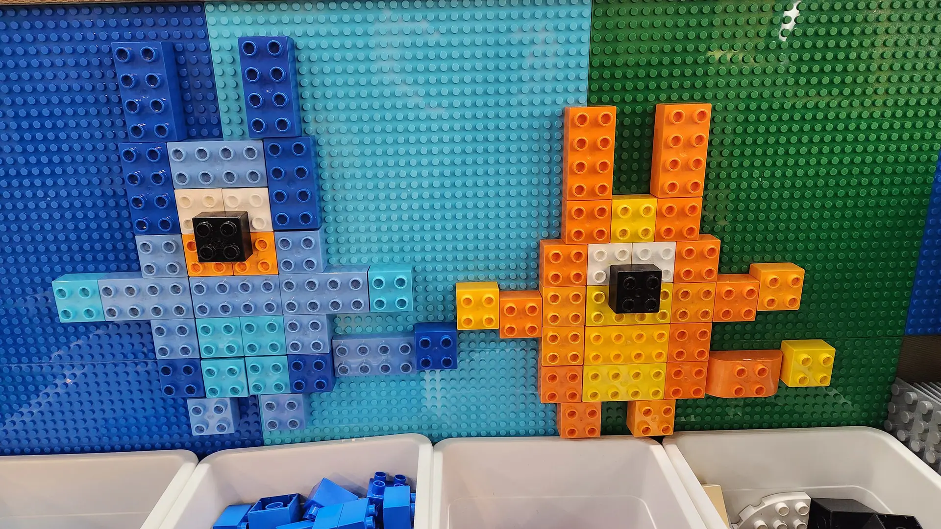 Large building-brick wall at Adventure! Children's Museum in Eugene.