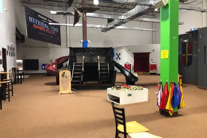 Pirate-ship themed play area inside Imagine That!!! in Florham Park.
