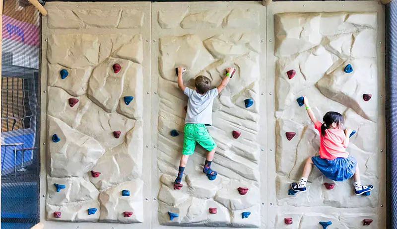 Climbing wall exhibit at Discovery Place Kids-Huntersville