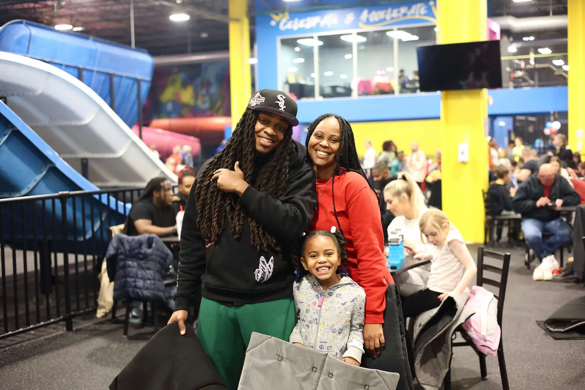 Families playing together at Slick City Chesterfield.