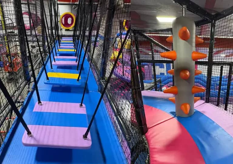 Sky Maze obstacle play structure at MACH1 Adventure Park in Bellingham.