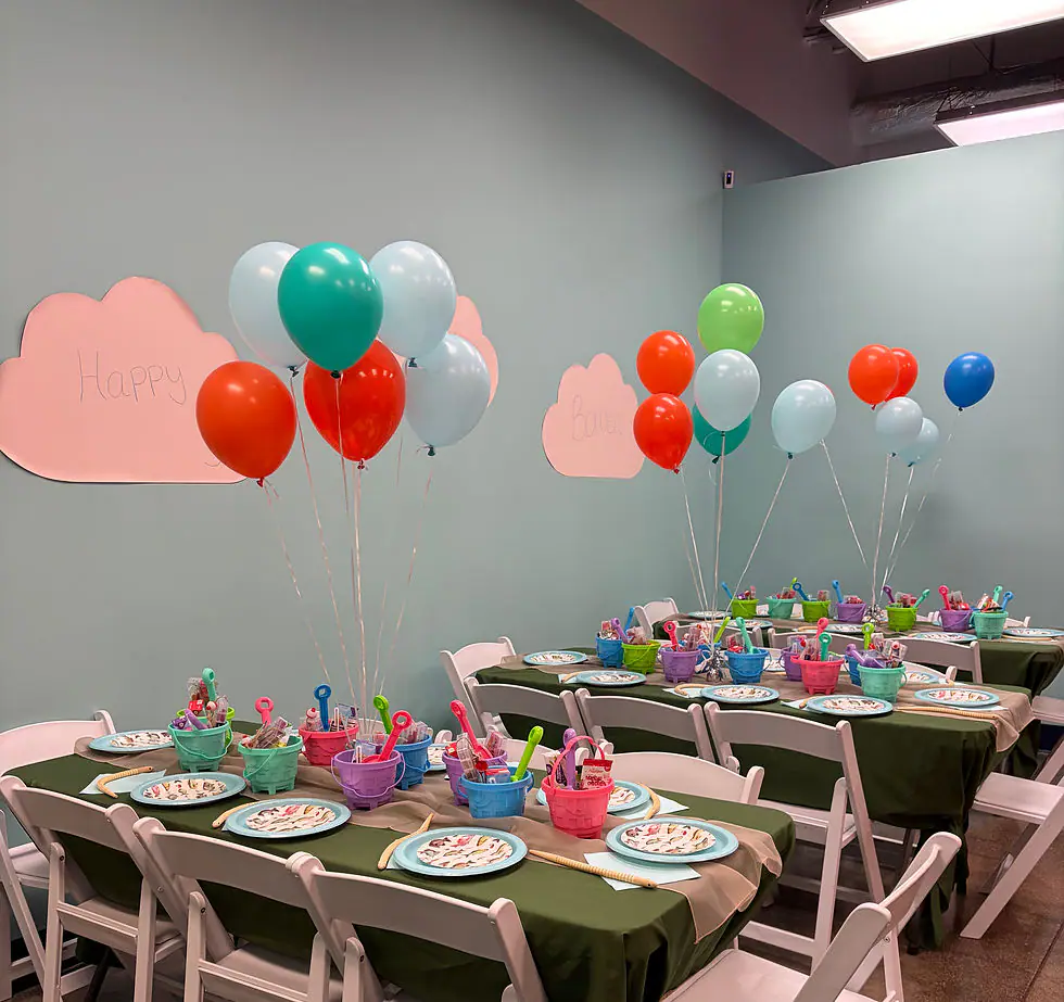 Table-based hands-on activity area at Explore Your Senses