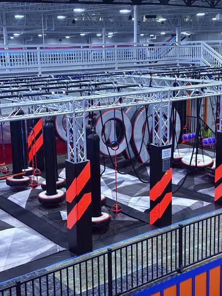 Ninja-style obstacle feature at Power Up Action Park.