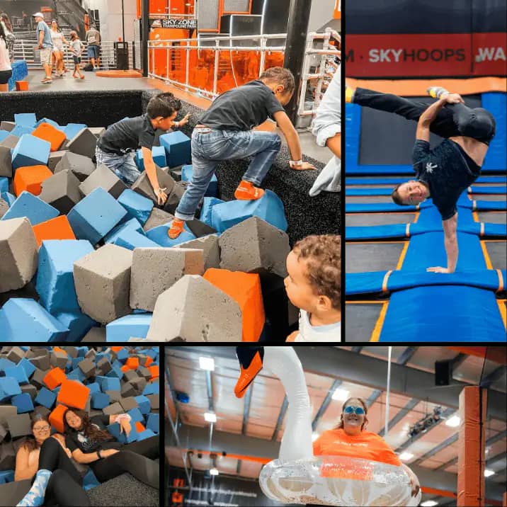 Indoor trampoline and activity area at Sky Zone
