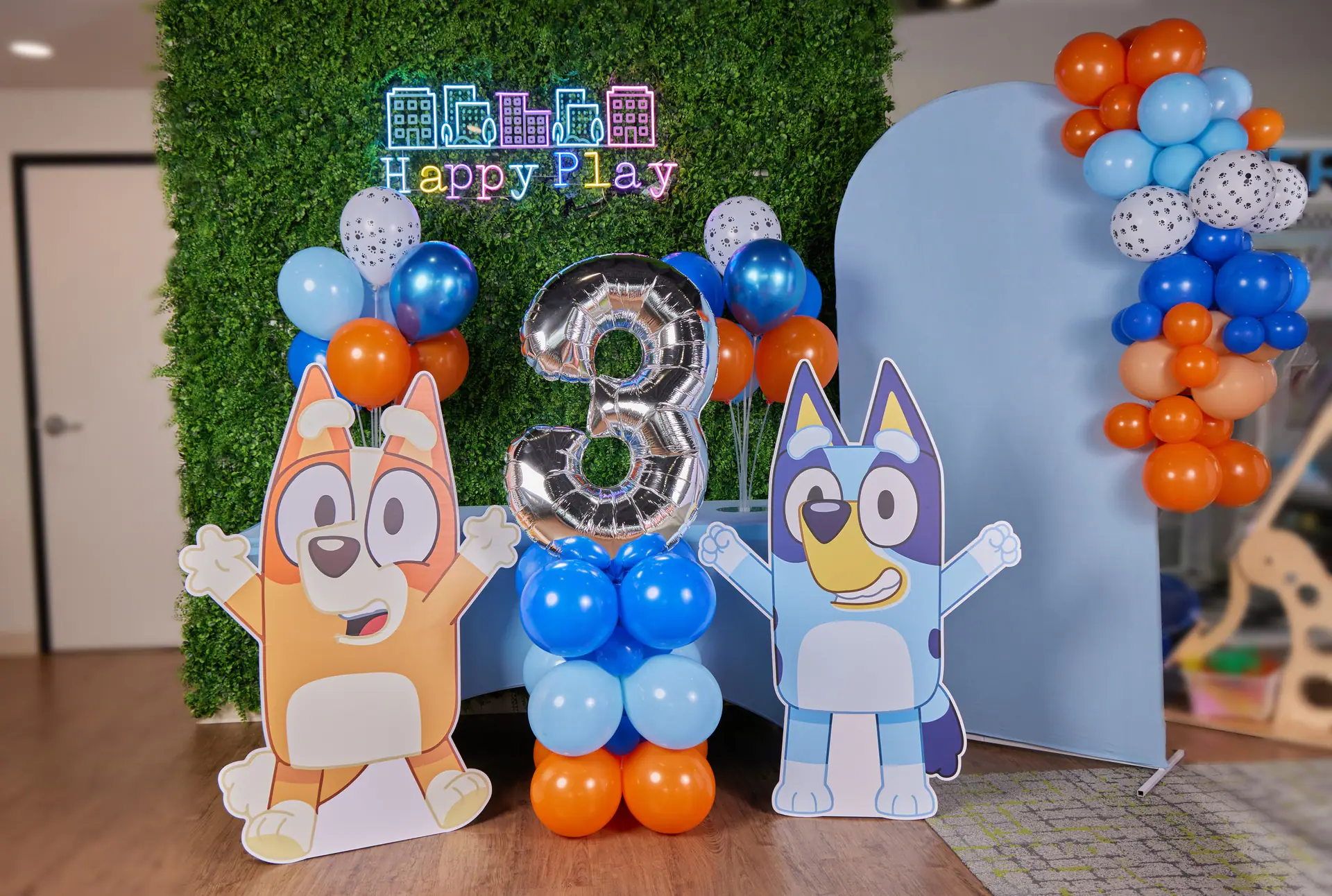 Children's play zone at Happy Play with colorful activity areas.