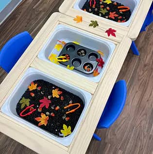 Sensory play table at Funtown Play Cafe.