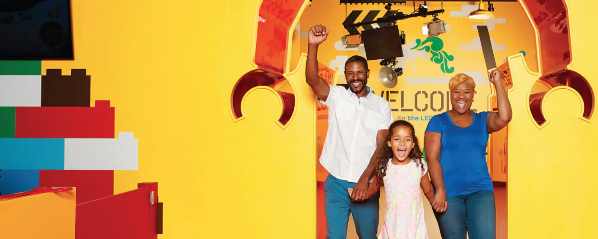 Family entering LEGOLAND Discovery Center Michigan in Auburn Hills.