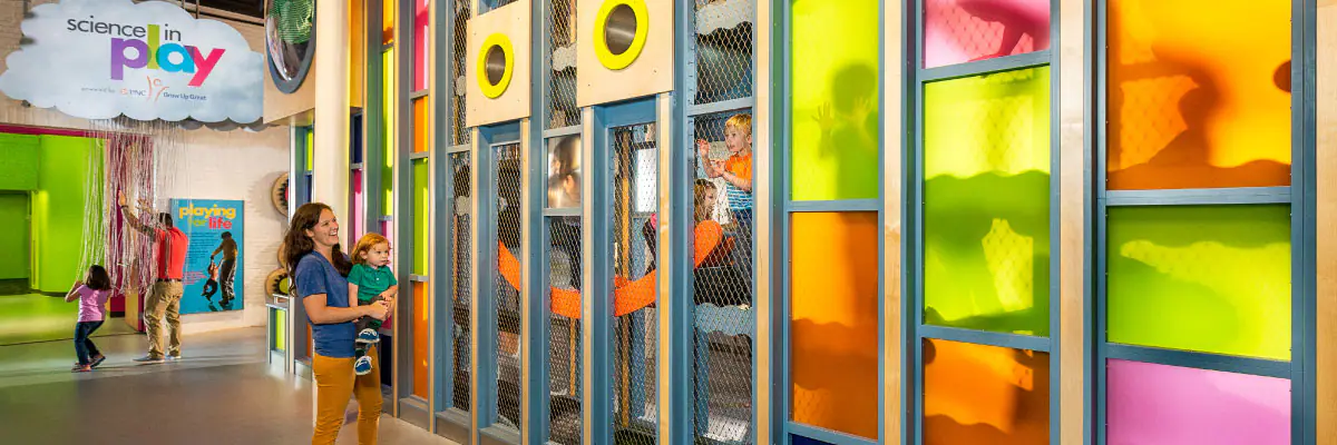 Interactive early-childhood play features at Kentucky Science Center.