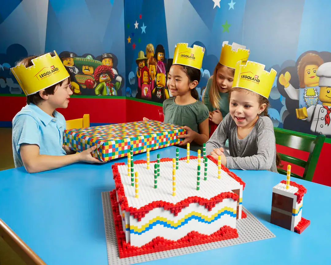 Children celebrating a birthday at LEGOLAND Discovery Center Columbus.