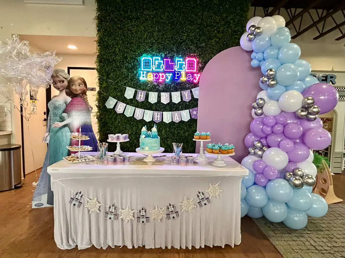 Birthday party setup at Happy Play in North Plains.