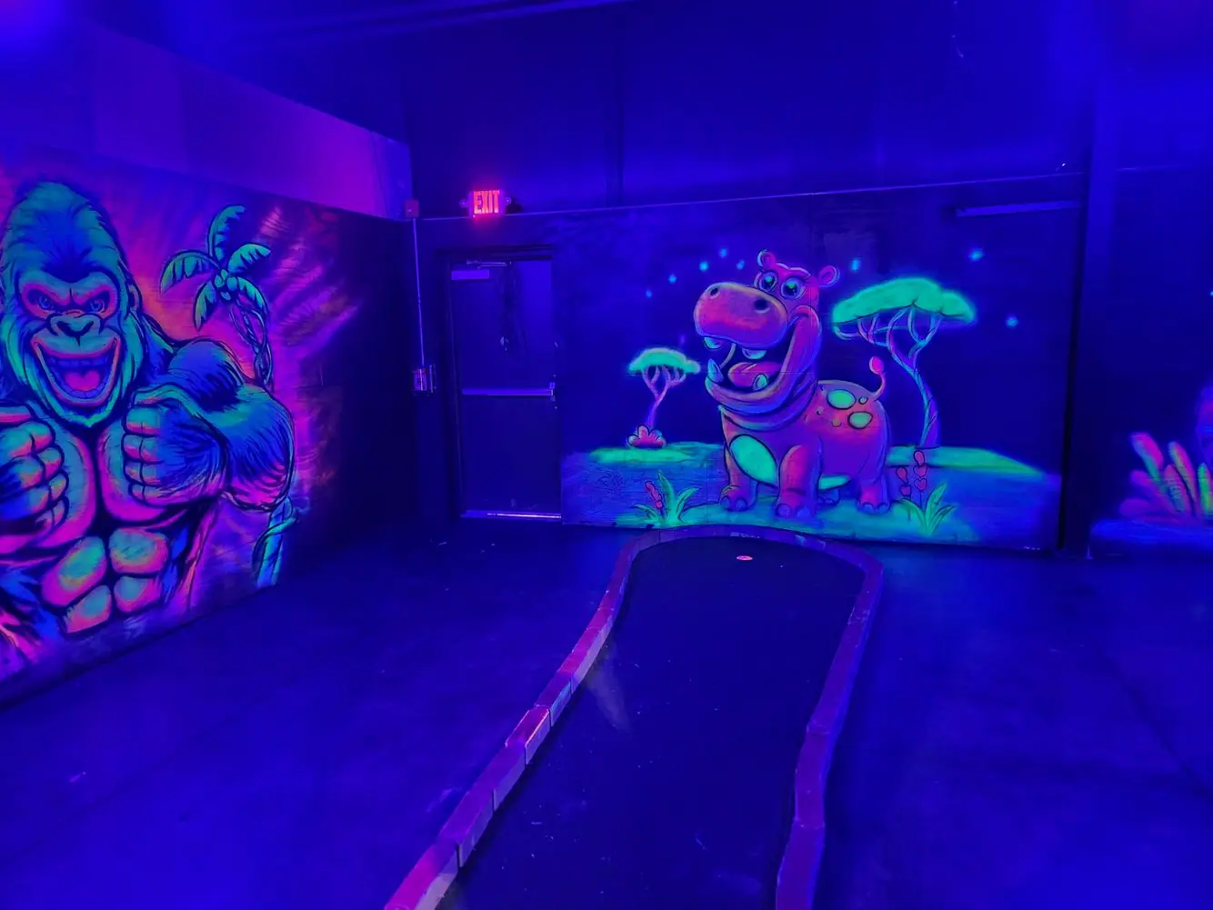 Glow-in-the-dark mini golf at Jungle George's in Fort Wayne.