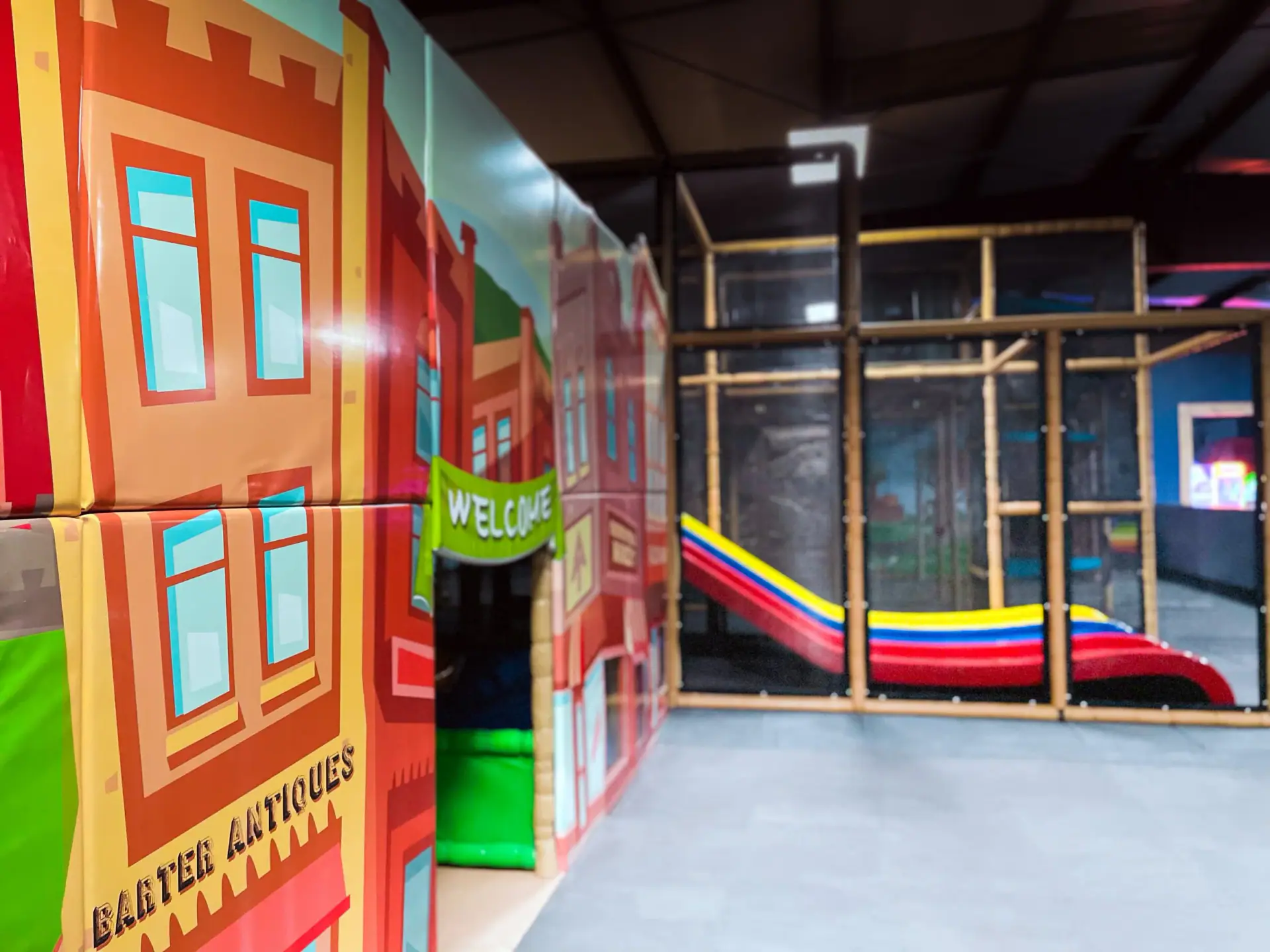 Large indoor climbing structure and play area at Fun Phase.