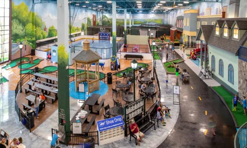 Overview of The Neighborhood family activity center inside Rochester Athletic Club.