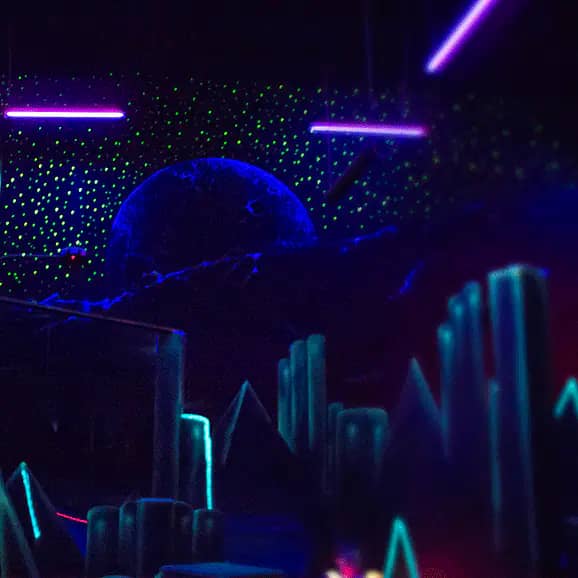 Two-level laser tag arena at Laugh Out Loud Lawton