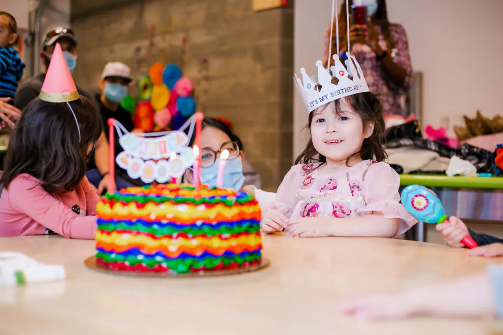 Birthday celebration or special event setup inside Thinkery.