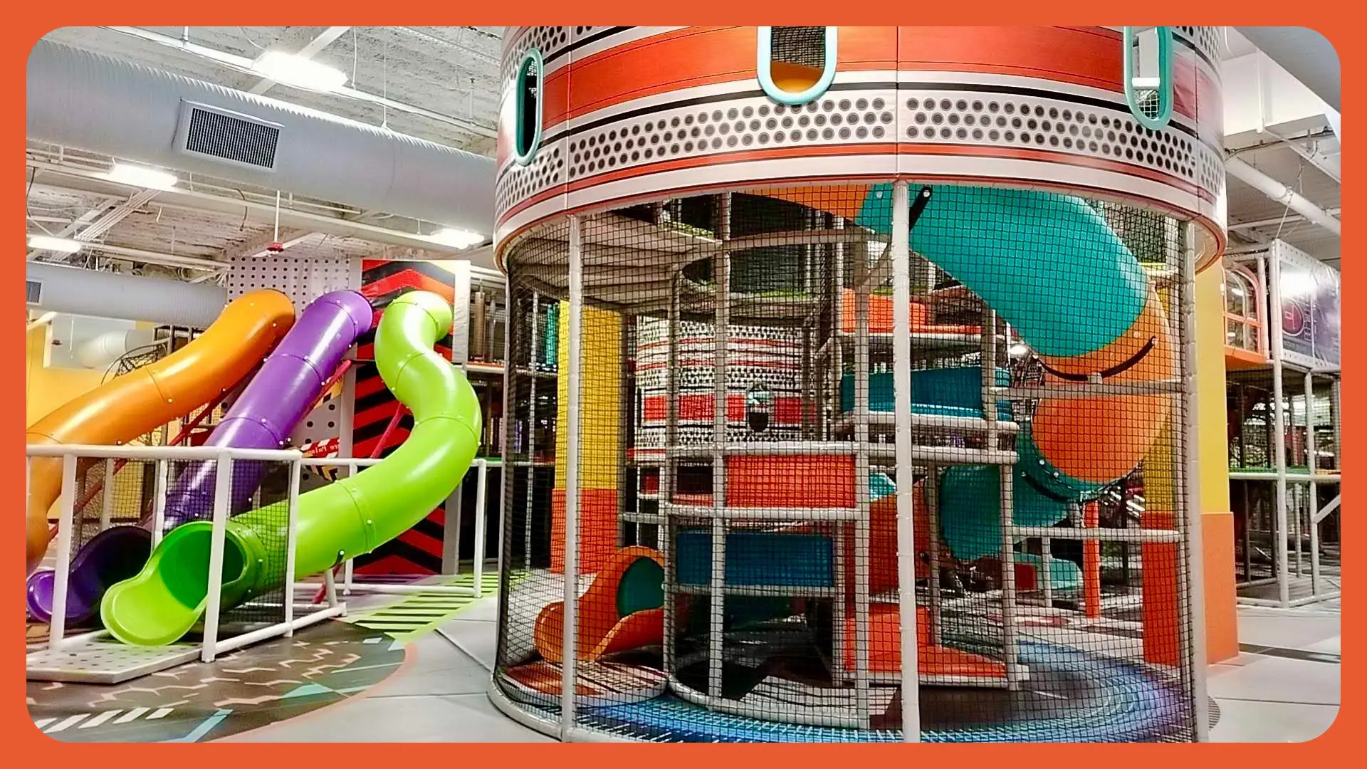 Climbing and slide tower inside Adventure Palace.