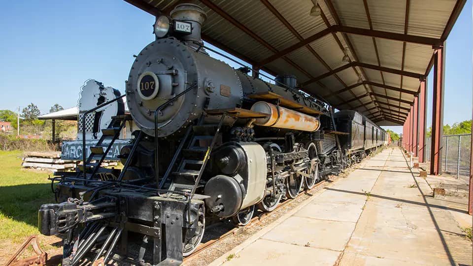 Historic train exhibit at Thronateeska Heritage Center.