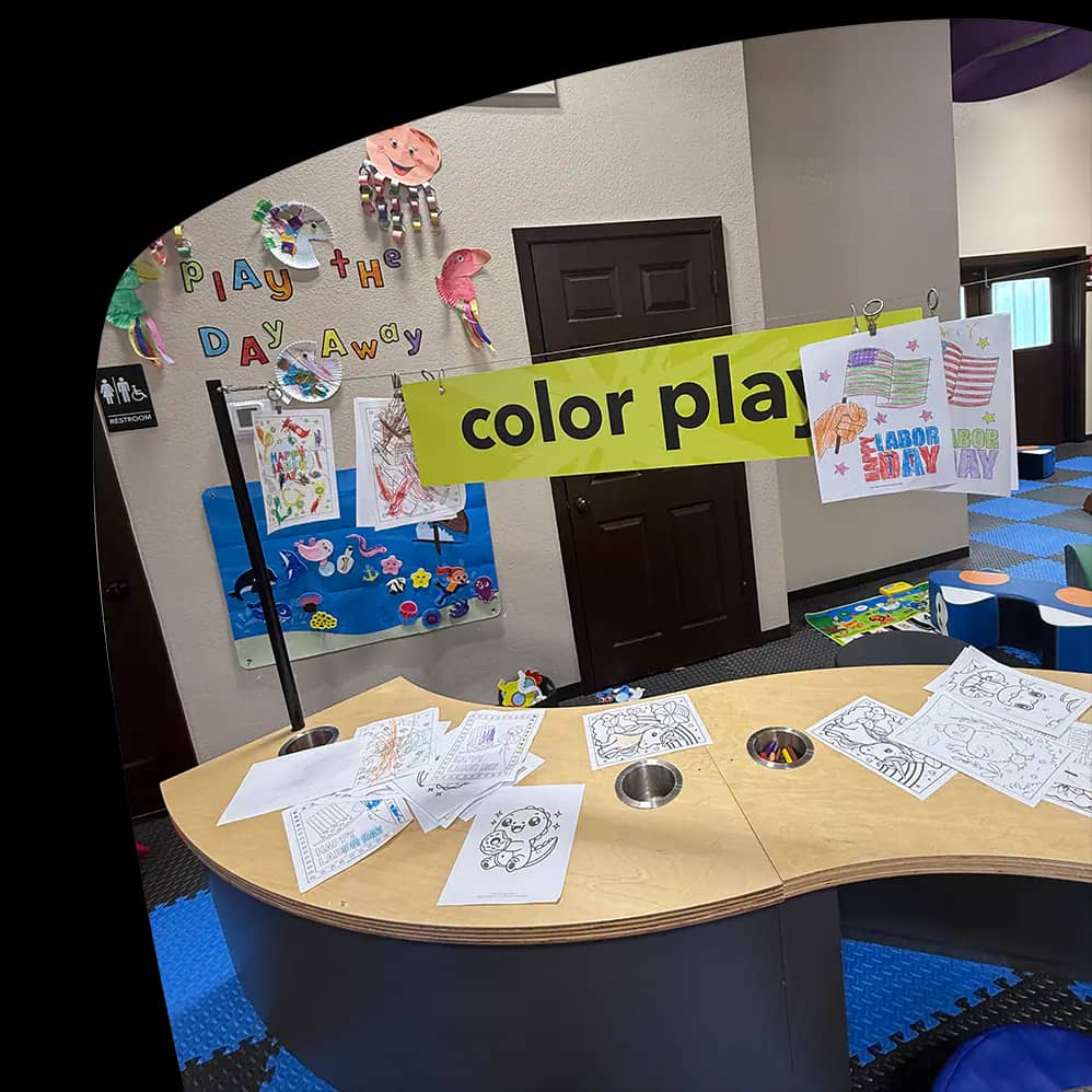 Craft and coloring station at Adventure Zone Mineola.