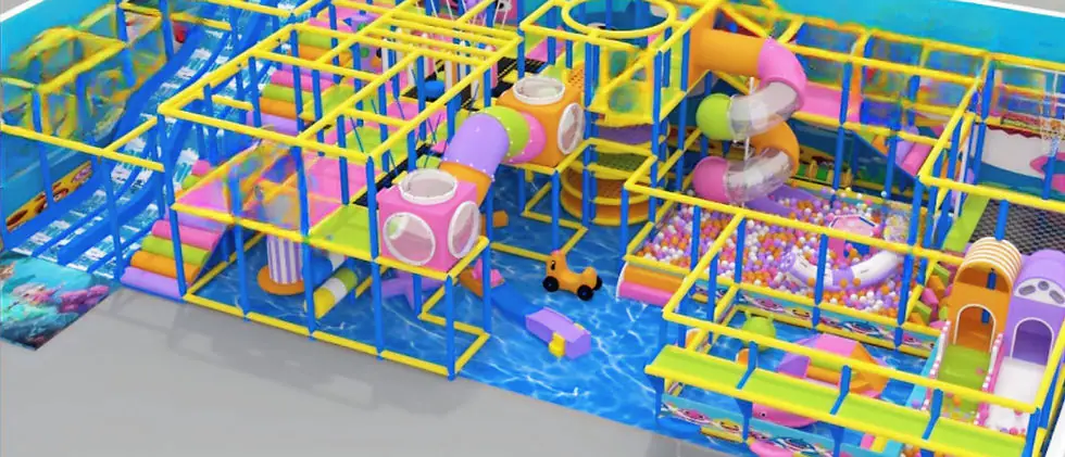Main indoor play structure at Little Sharks Playground in Staten Island.
