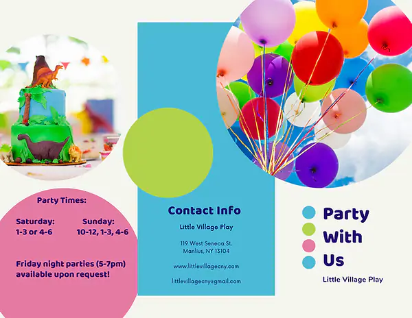 Little Village Play party package flyer