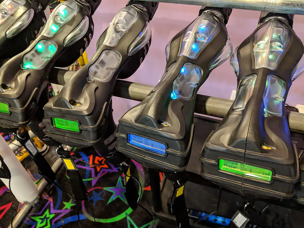 Laser tag gear at FunTime Junction.