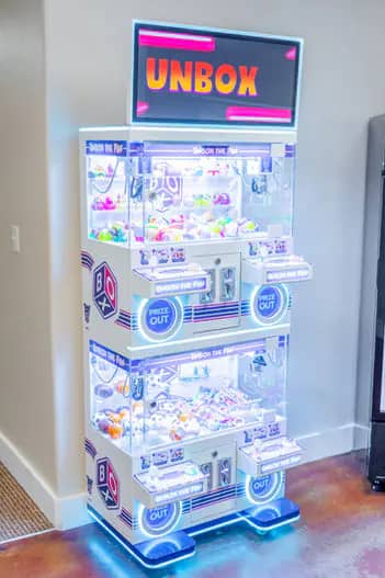 Prize claw machine in the Bounce City arcade.