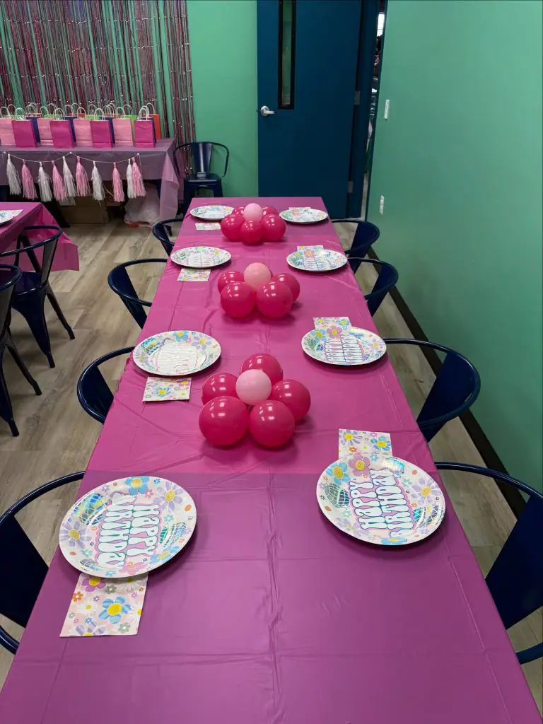 Colorful party setup at FUNtastic in Opelika