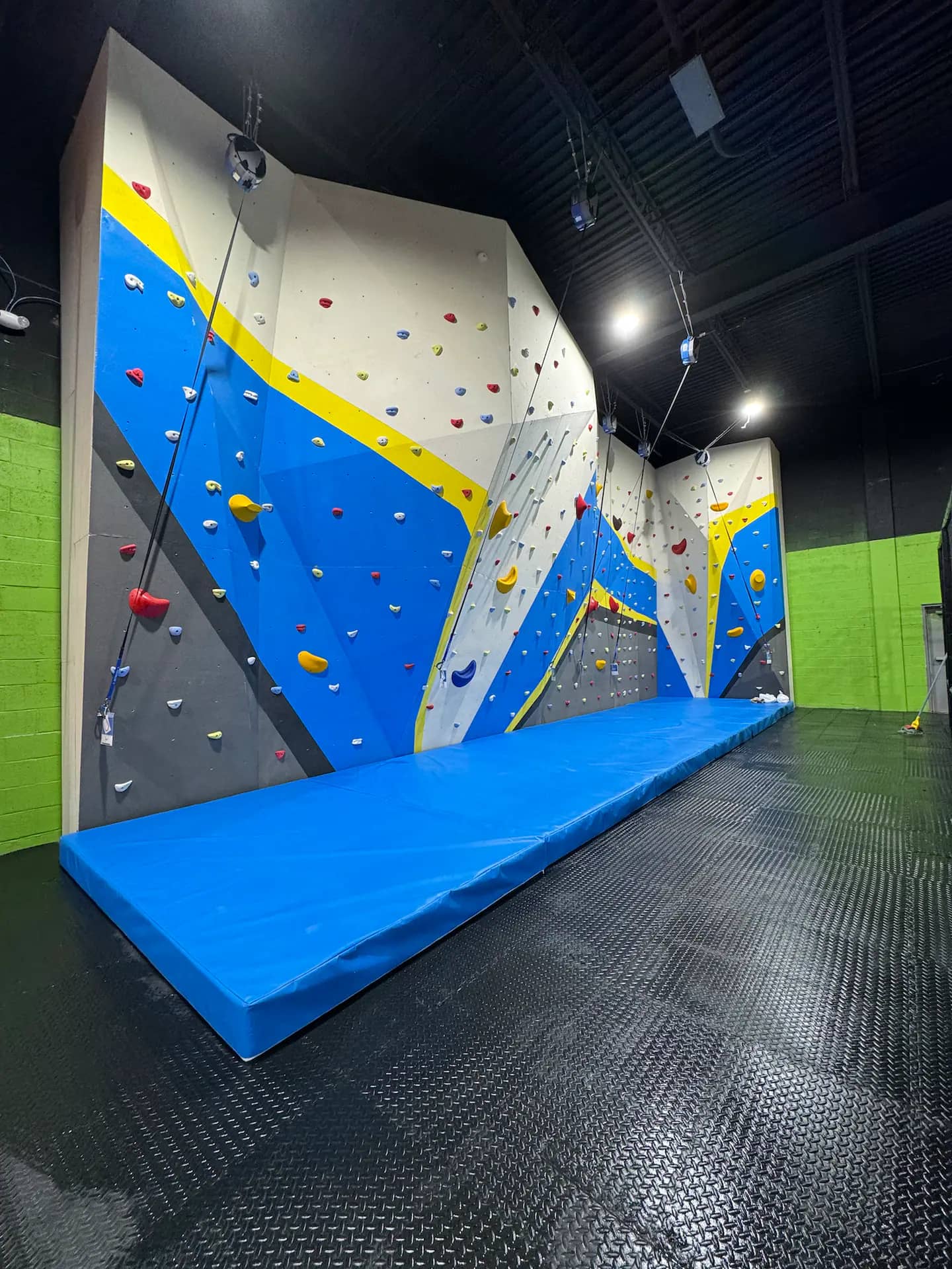 Rock climbing wall inside Fun City Adventure Park.