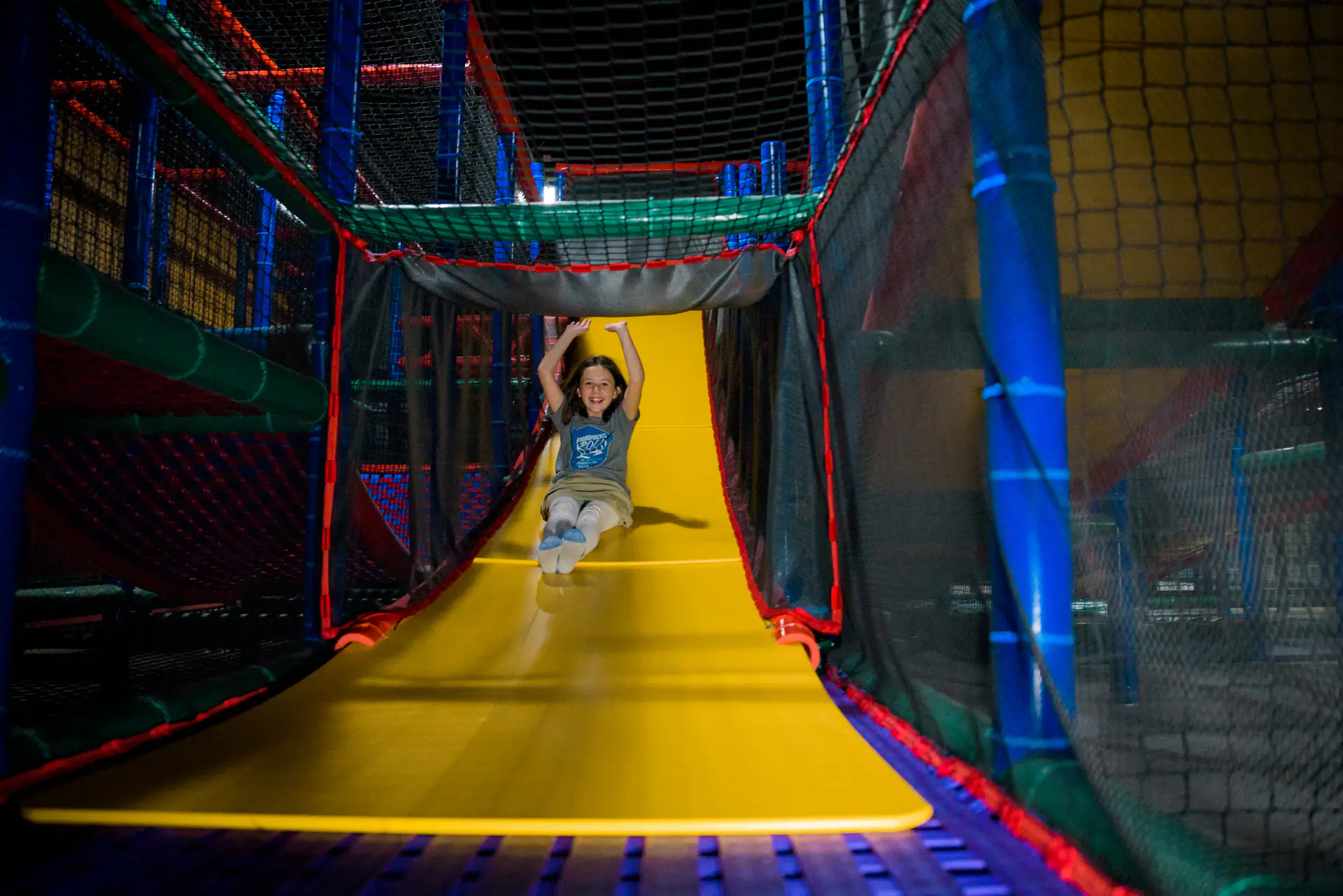 Slide inside the Fast Lane play structure
