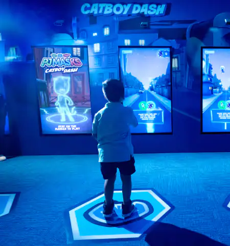 Interactive PJ Masks-themed play area inside Planet Playskool.