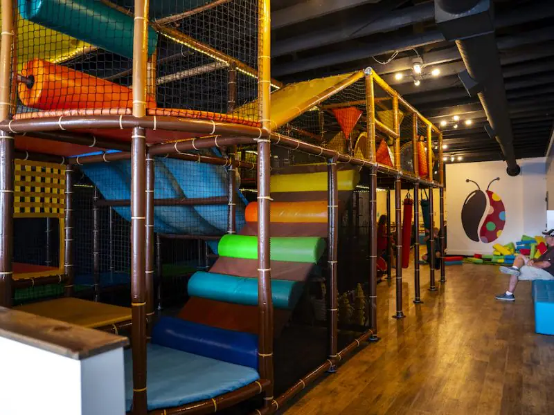 Indoor jungle gym and play café setup at Jitter Joint Play Cafe in Spearfish.