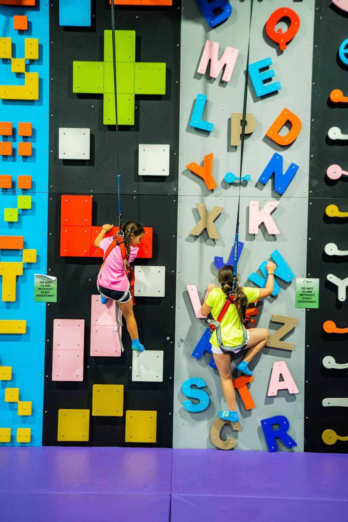 Indoor attraction zone with colorful climbing and play features at Fun City Adventure Park Columbus.