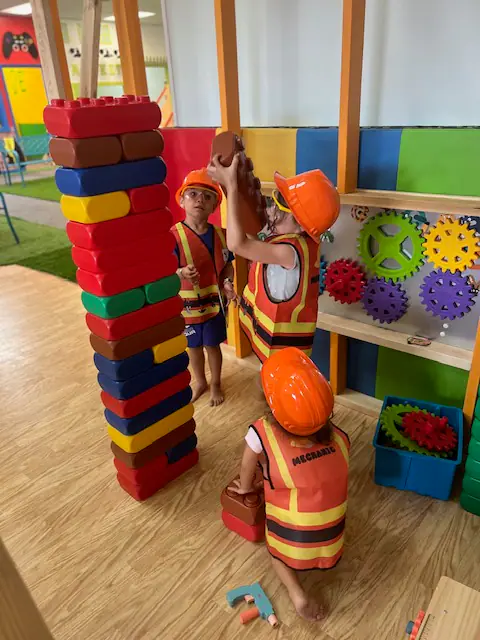 Construction-themed play station at Play Space Indoor Kids Center