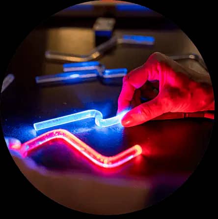 Interactive circular light exhibit at Explora