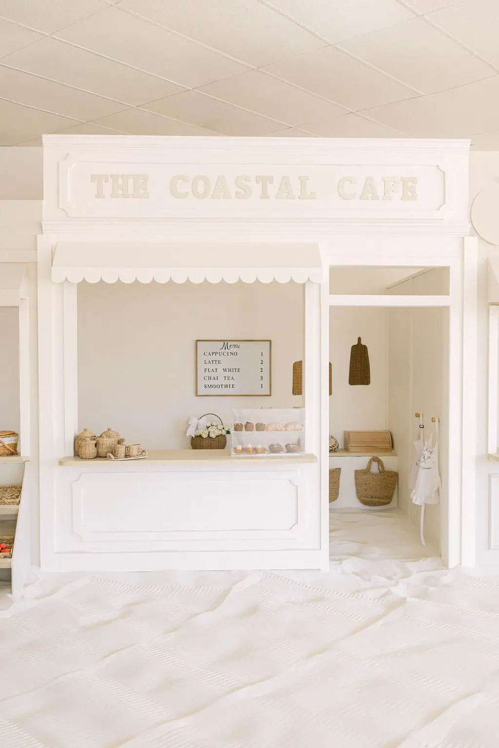Cafe counter and sandbox floor at The Little Sandbox.
