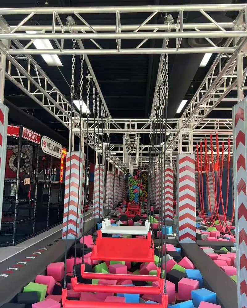 Foam obstacle course inside Ninja Kingdom Adventure Park.