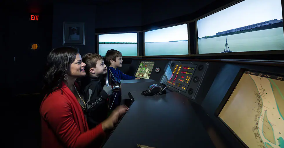 Boat simulator experience at River Discovery Center