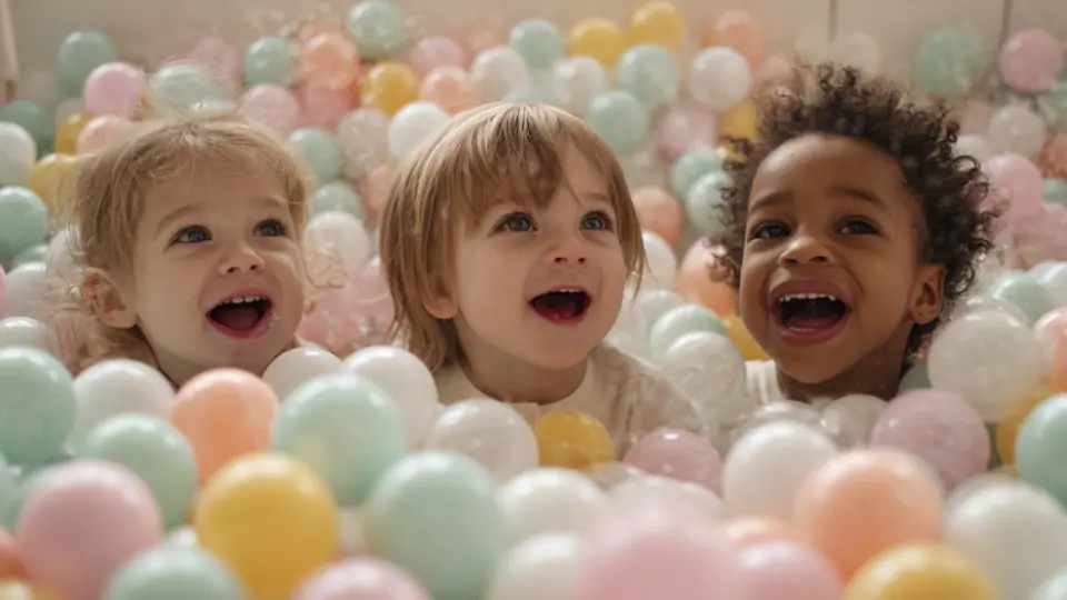 Children playing in the ball pit at Little Nuggets Softplay Adventures.