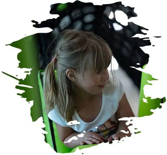 Young child using the Wee Warrior area at Adrenaline Monkey Geneva.