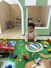 Child-sized pretend-play area at Tiny Town Playland