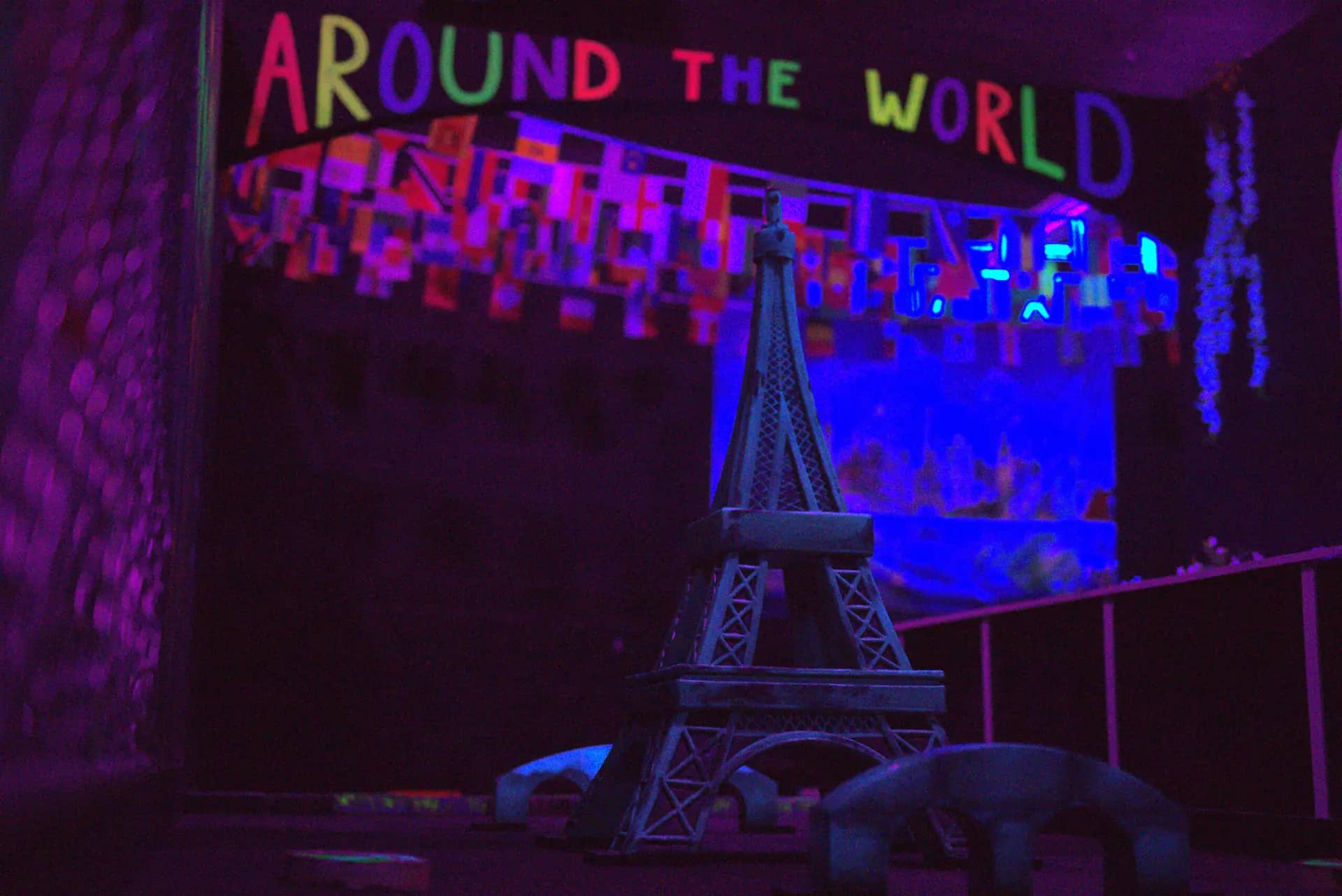 Black-light mini golf at Cedar Fun Center in Cedar City.