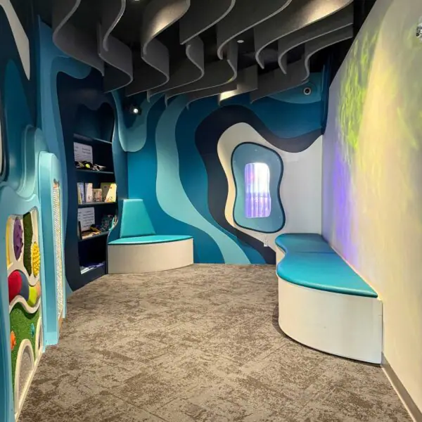 A quiet sensory-friendly space inside MOXI called the Quiet Cave.