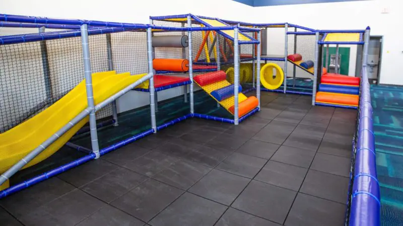 Smaller slide and toddler-friendly section at PlaySpace.